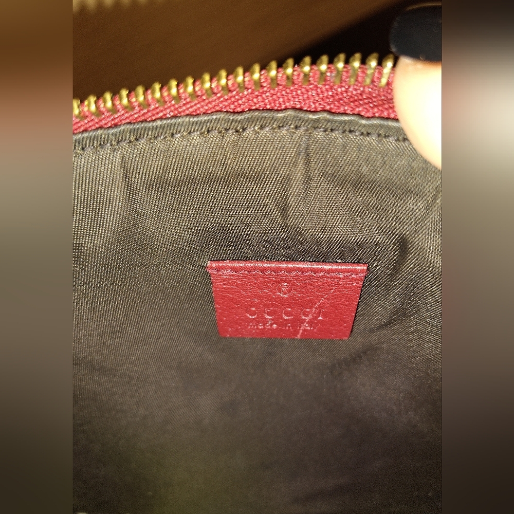 Gucci GG Supreme Monogram Tian Large Zip Pouch Beige Multicolor Red - Picture 11 of 11